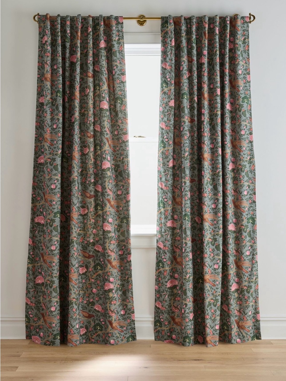 Anthropologie Wren Cotton Bird Print Blackout Curtain, 50x96